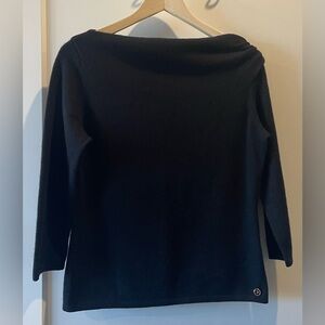 100% Cashmere Calvin Klein Off-the-Shoulder Black Sweater